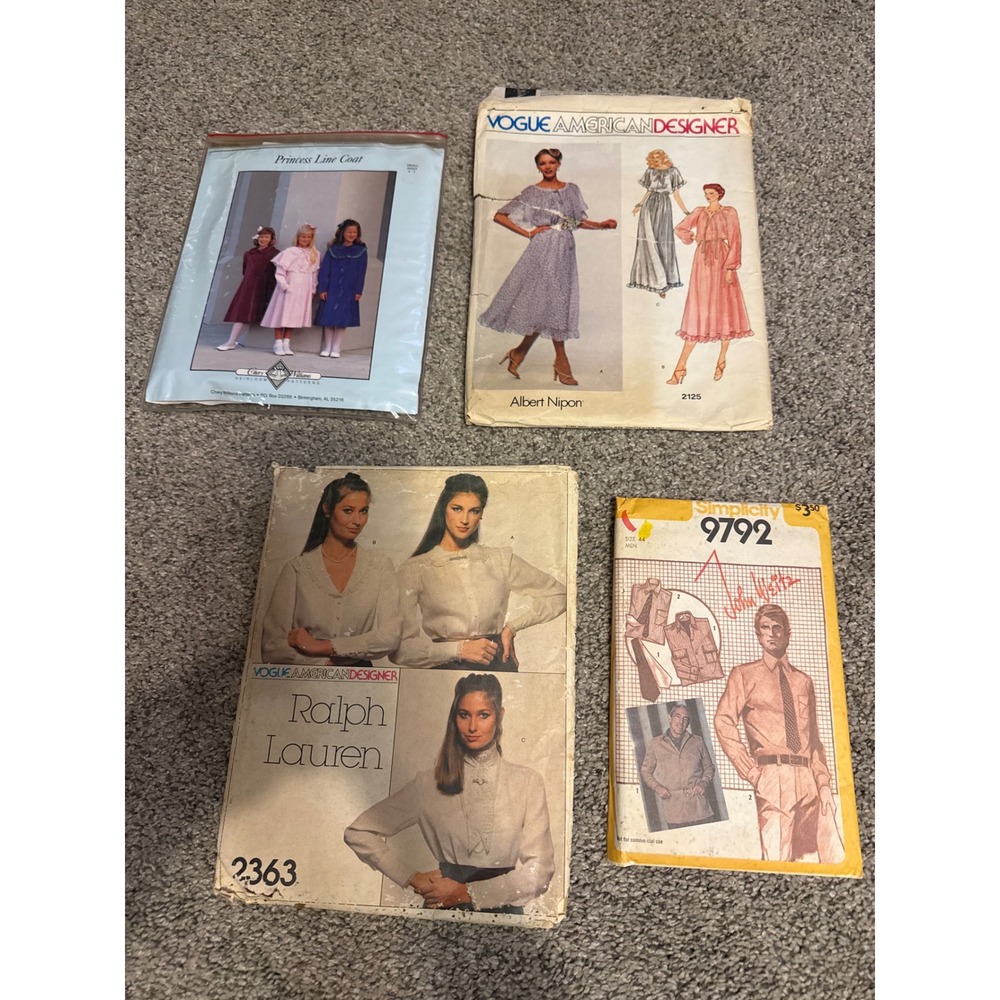 Vintage Sewing Pattern Lot Ralph Lauren Albert Nipon John Weitz Chery Williams